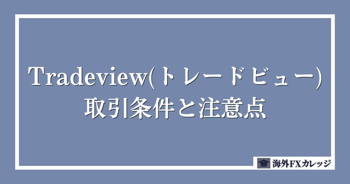 Tradeview(トレードビュー)の取引条件と注意点