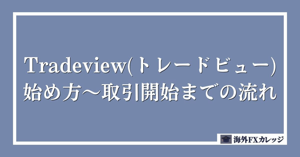 Tradeview(トレードビュー)の始め方～取引開始までの流れ