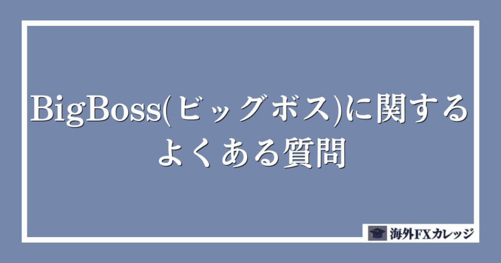 BigBoss(ビッグボス)に関するよくある質問