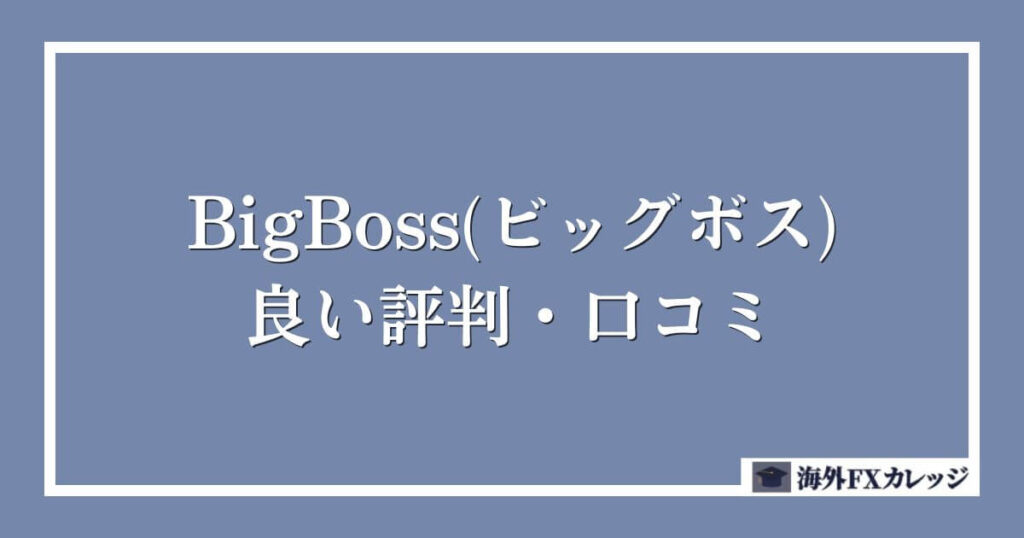 BigBoss(ビッグボス)の良い評判・口コミ