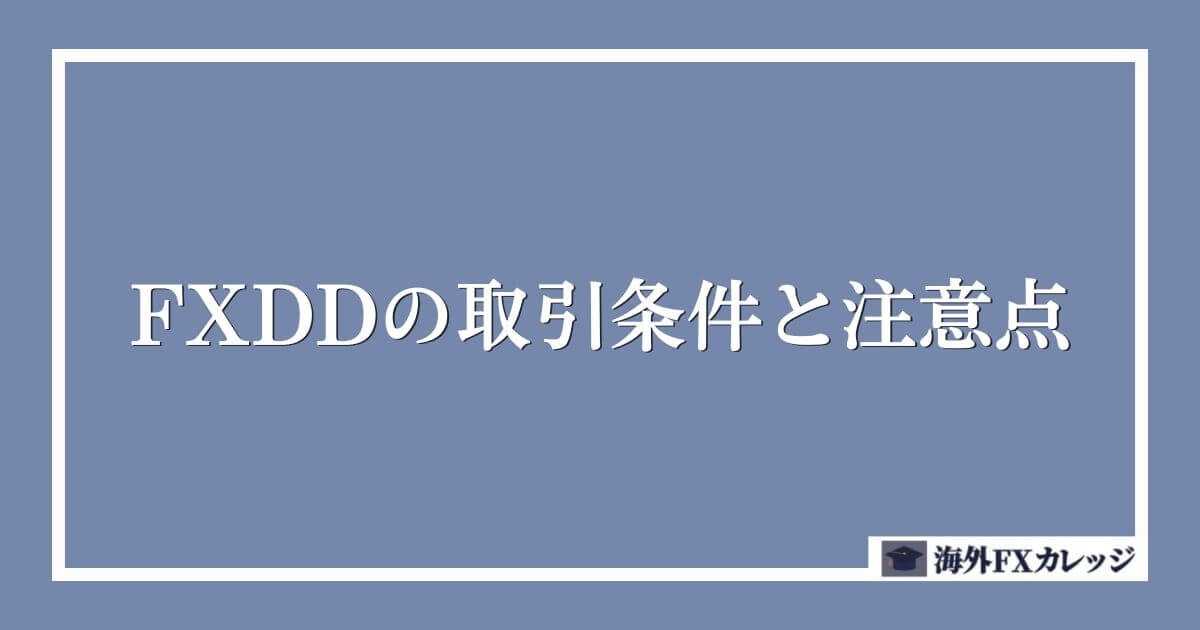 FXDDの取引条件と注意点