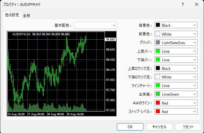 色の設定
