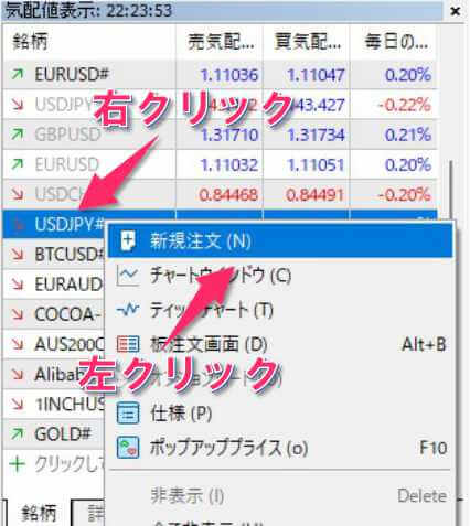 ドル円新規注文