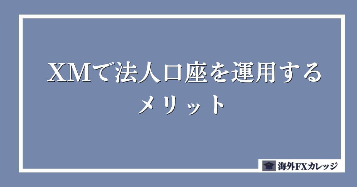 XMで法人口座を運用するメリット