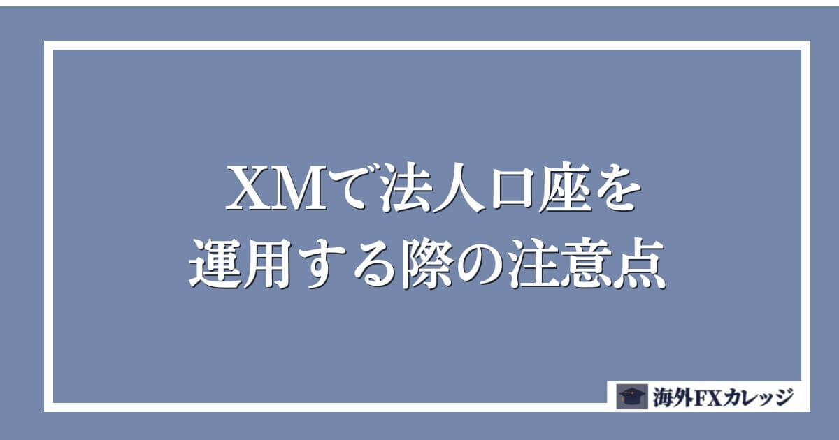 XMで法人口座を運用する際の注意点