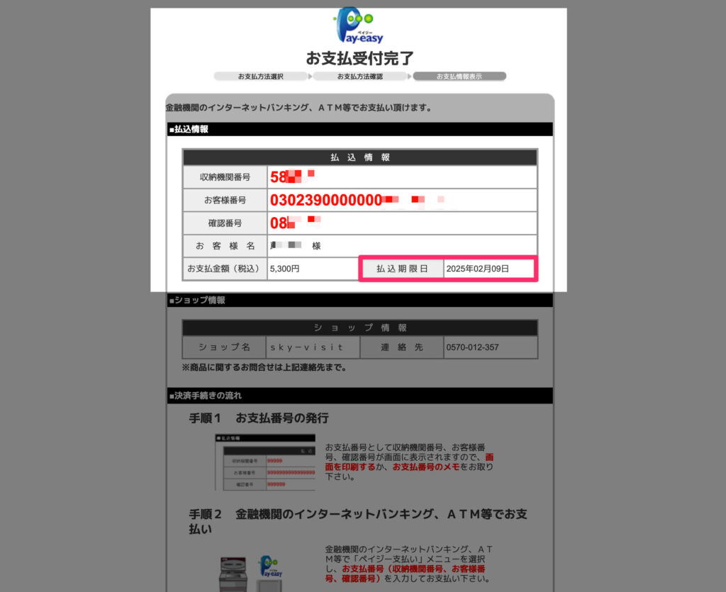 pay-easy: 支払い受付完了画面